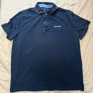 Tommy Hilfiger Dark Blue Polo with Red Accents